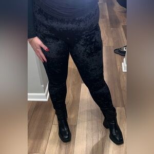 YITTY Black Crushed Velvet Leggings